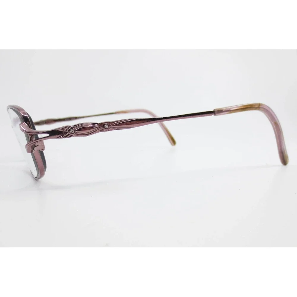 Visage E213 ROS Oval Eyeglasses Rose Pink Metal Frames 53-16-135 Crystal Detail